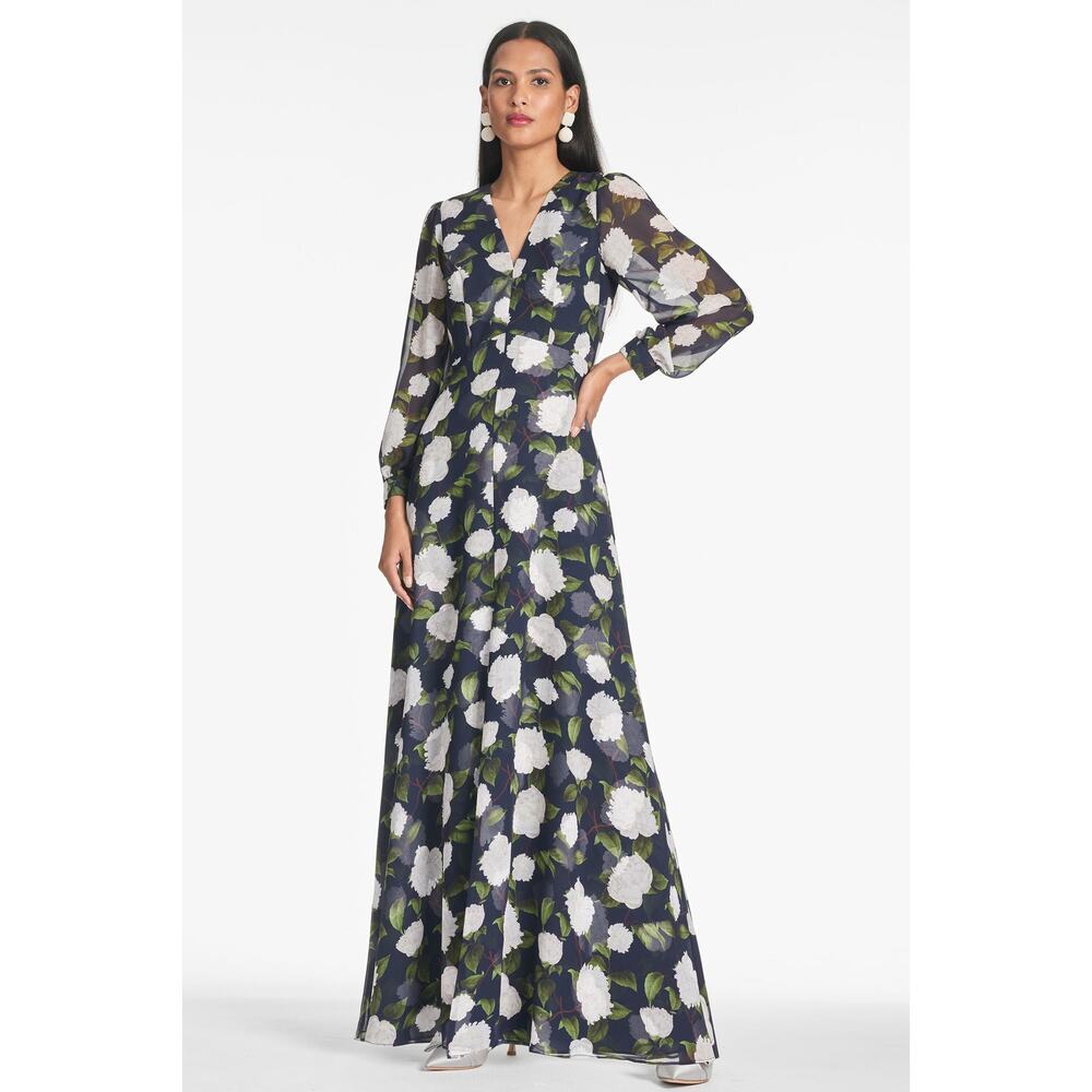 Sachin & Babi Women's Penny Maxi Dress Moonlit Garden Navy/Ivory Size 0 NWOT